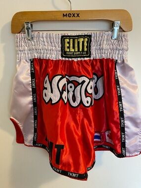 Elite Fight Supply Red & Pink Muay Thai Shorts